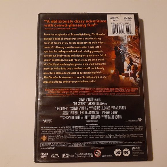 Goonies DVD with case - Picture 2 of 3